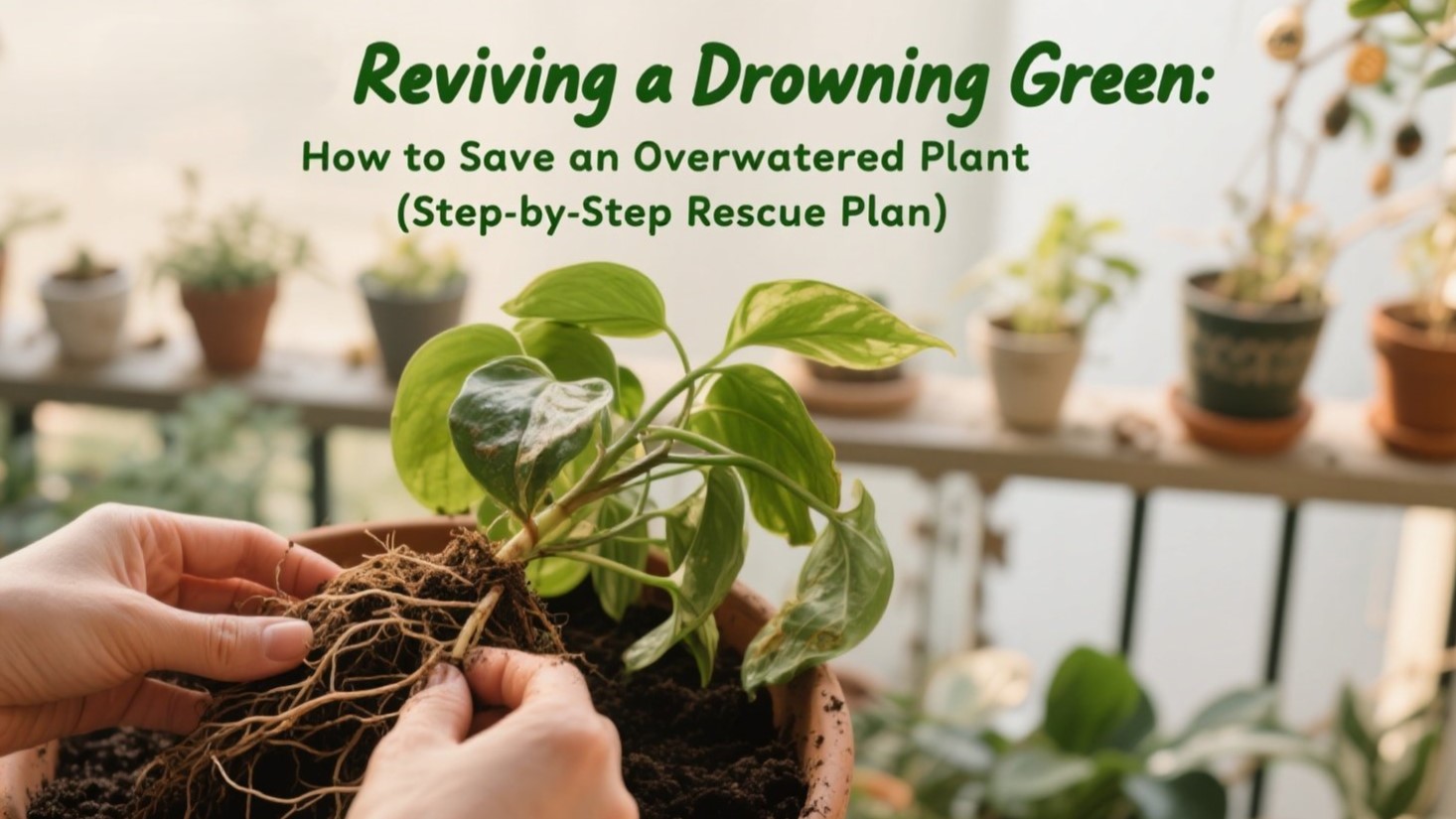 🪴 Reviving a Drowning Green: How to Save an Overwatered Plant (Step-by-Step Rescue Plan) 🚑