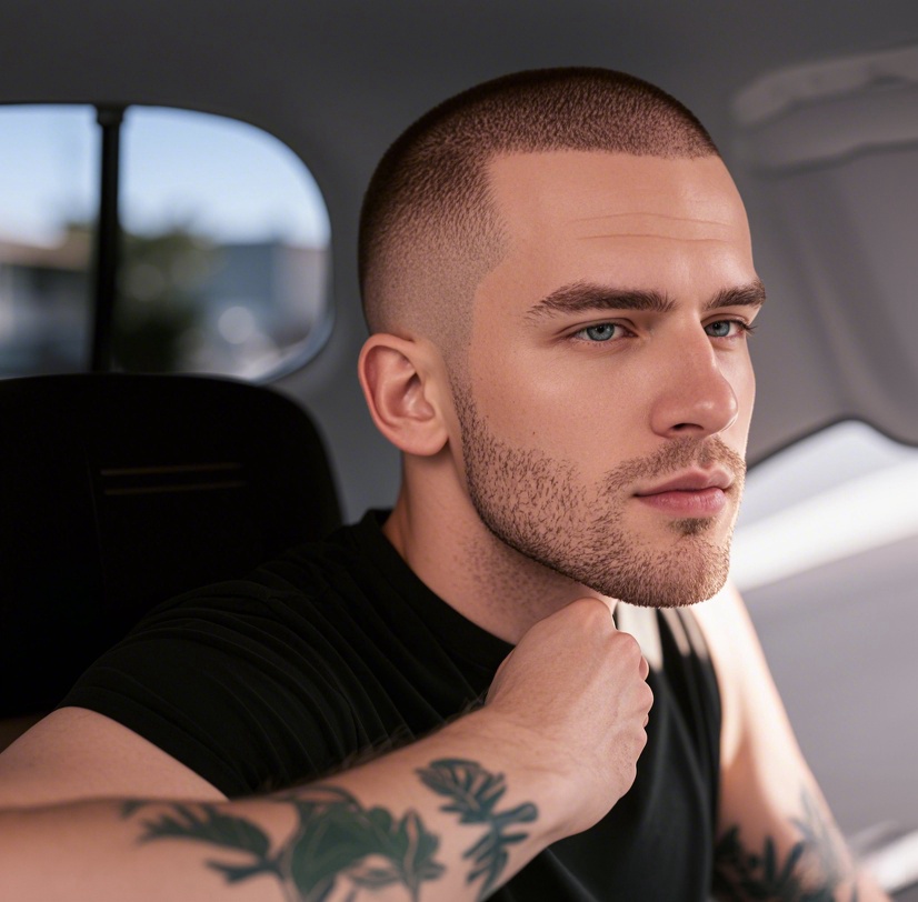 The Masculine and Trendy Buzz Cut with Low Fade