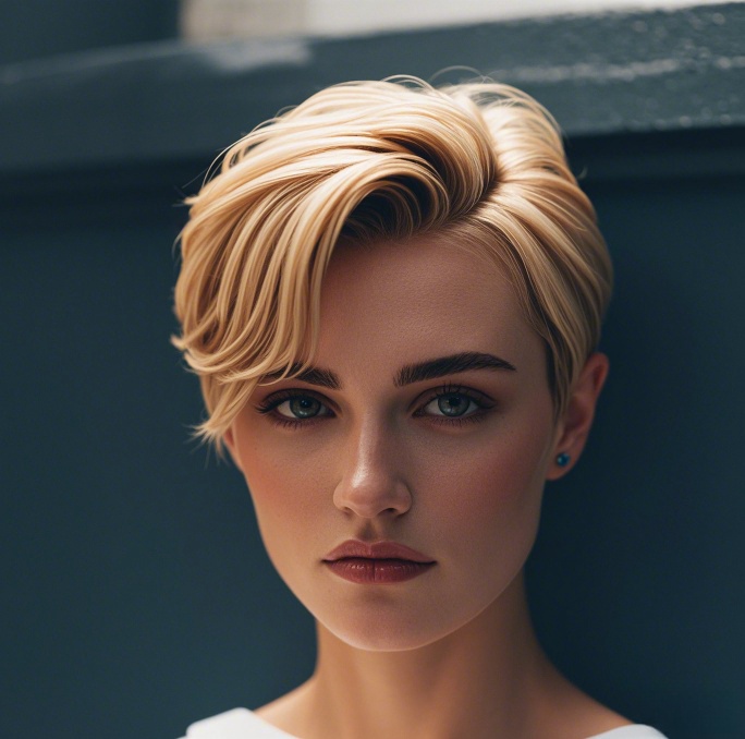 Stylish Short Blonde Long Pixie Cut