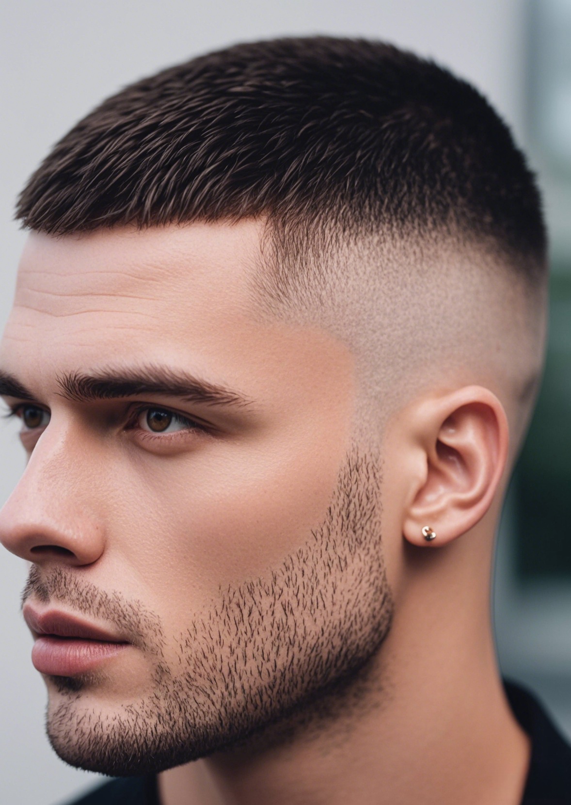 The Precise and Minimalist Buzz Cut with Low Fade