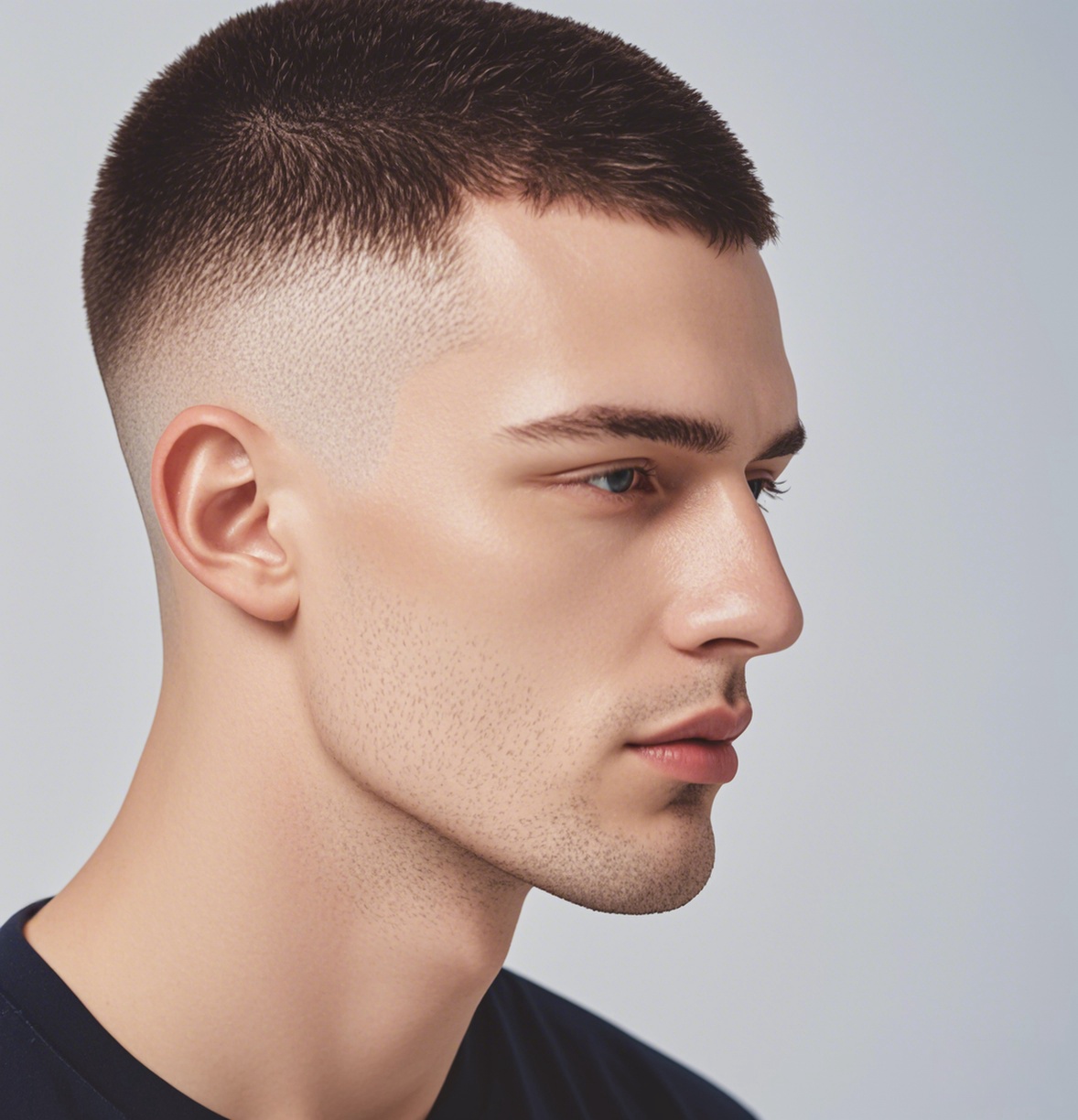 The Strong and Masculine Buzz Cut with Low Fade