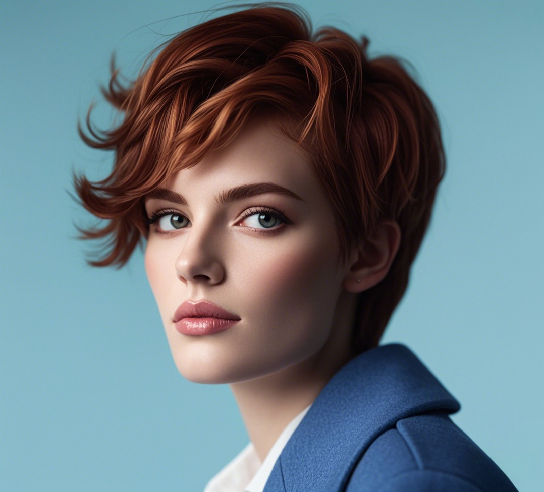 Modern Edgy Auburn Long Pixie Cut