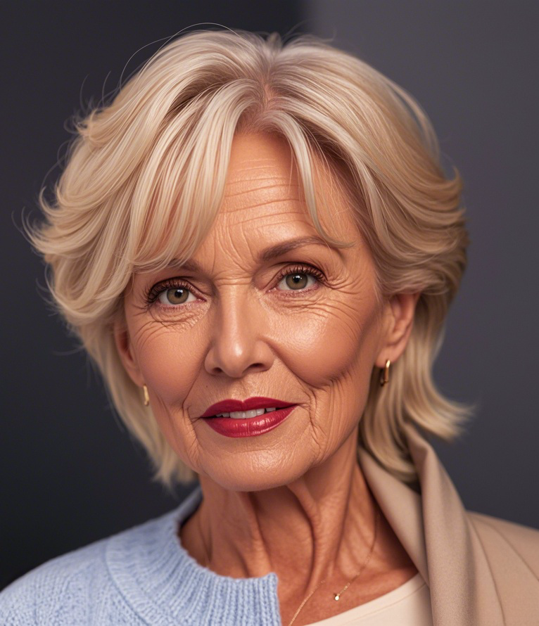 Blonde Wavy Long Pixie Cut