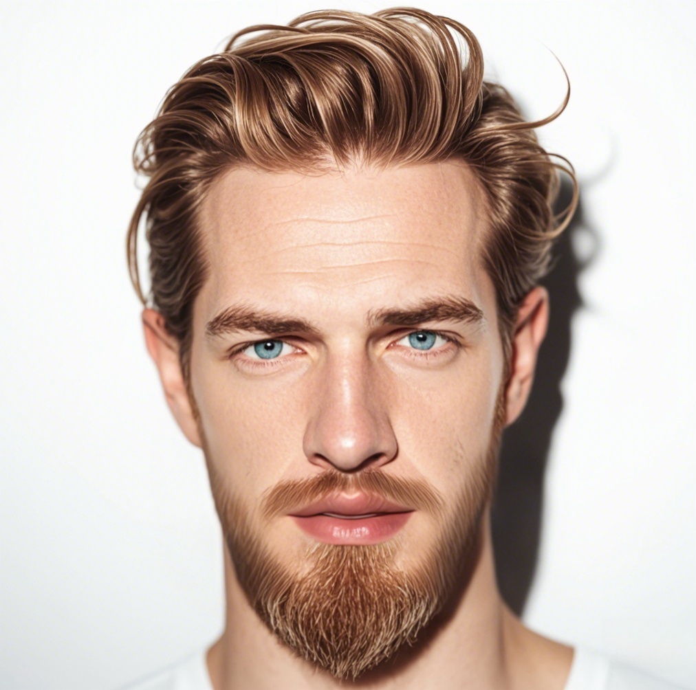 Man with tousled hair and long goatee short mustache