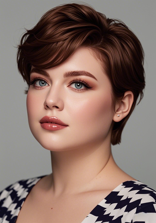Dark-Brown Close-Cut Long Pixie