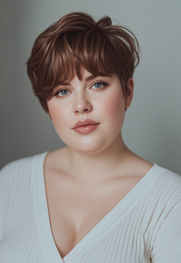 Brown-Highlighted Layered Long Pixie