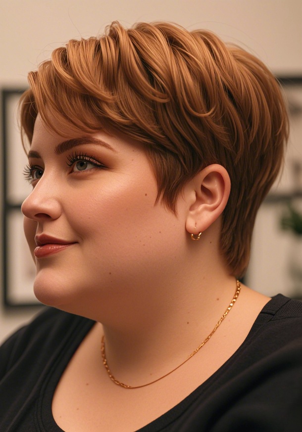 Light Brown-Blonde Textured Long Pixie