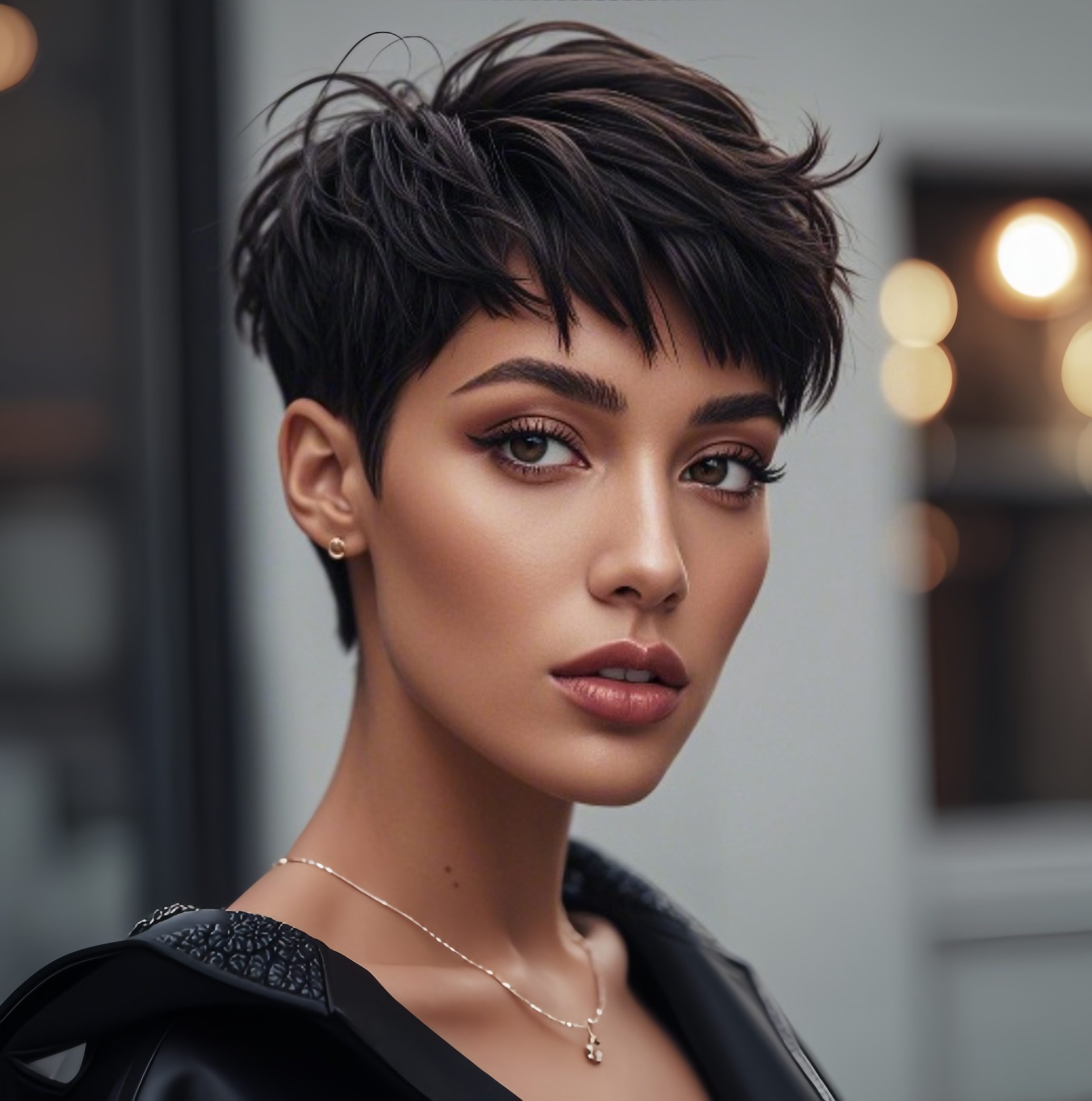 Short Textured Long Pixie with Wispy Bangs