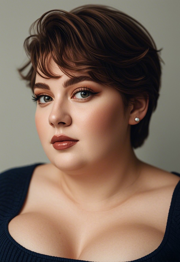 Medium-Brown Wavy Long Pixie