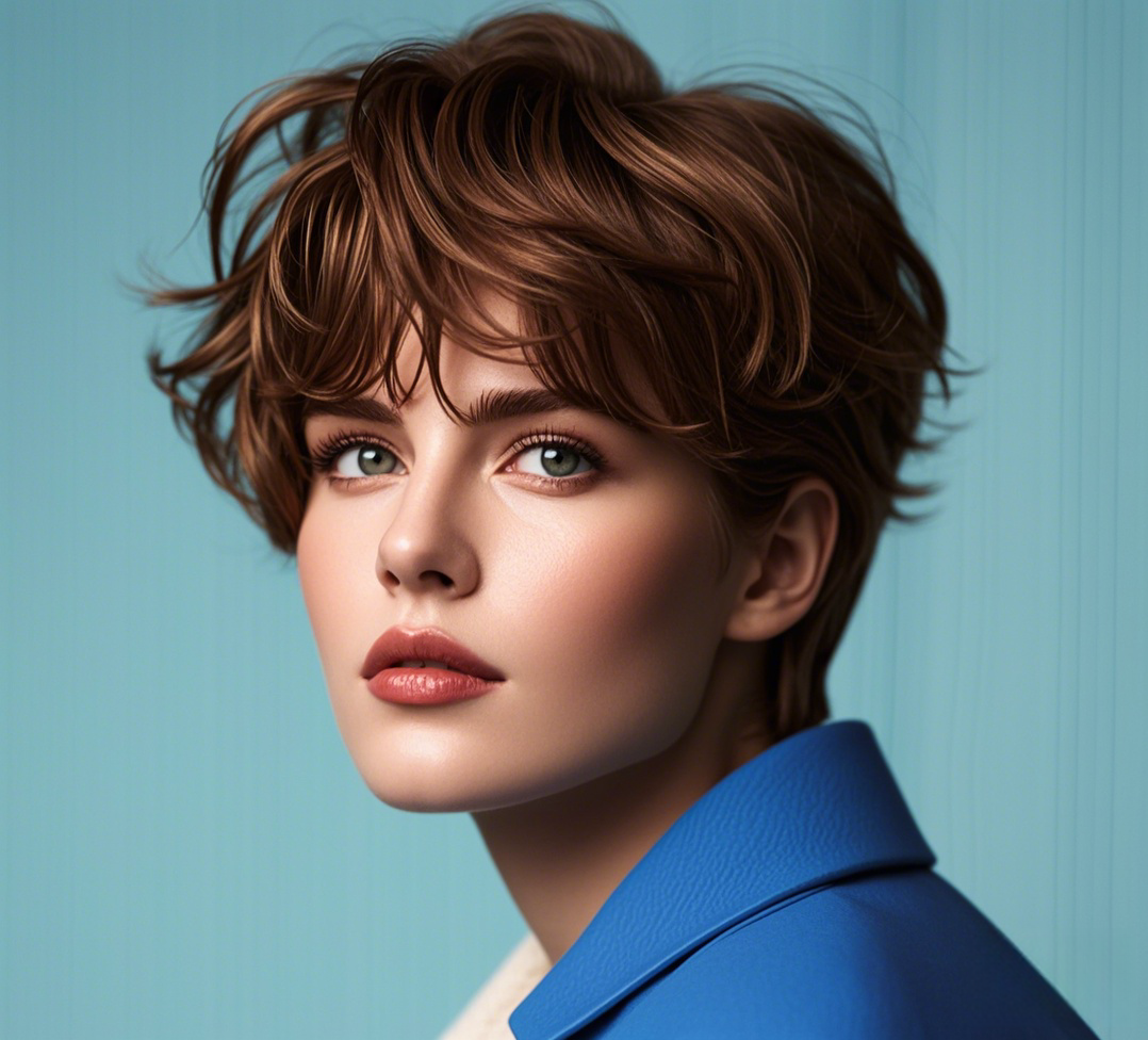 Messy - Layered Medium - Brown Long Pixie Cut