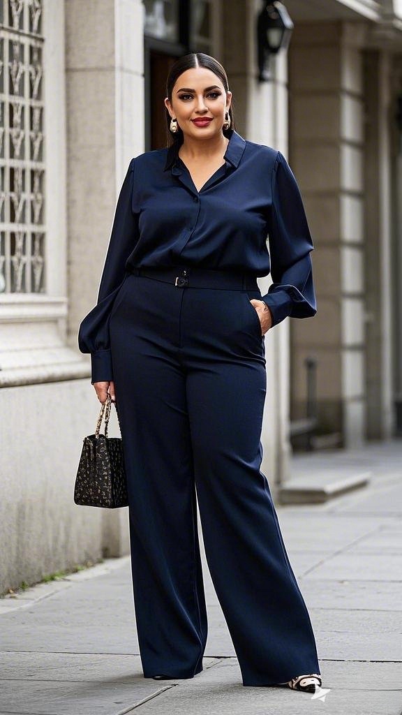 Navy Co-ords + Black Bag