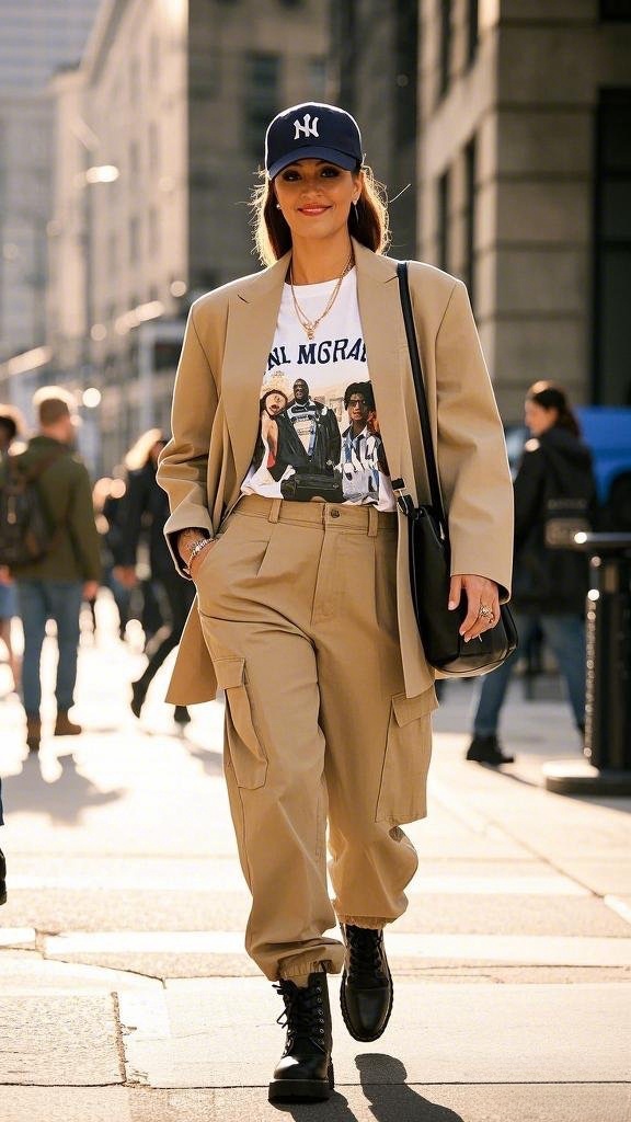Urban Streetwear Chic – Cargo Pants & Blazer