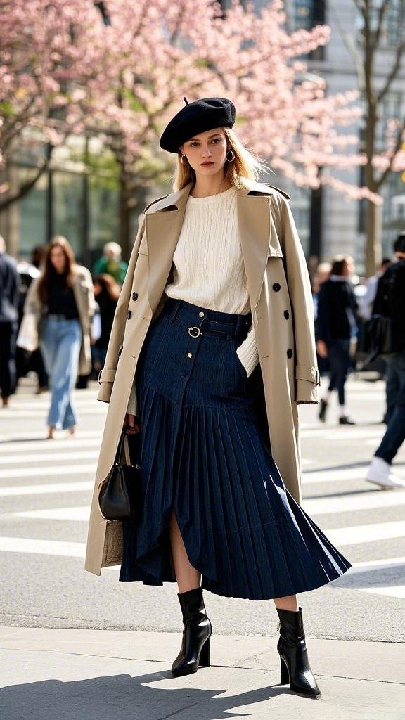 Parisian Chic: Elevating a Denim Skirt with Timeless Elegance