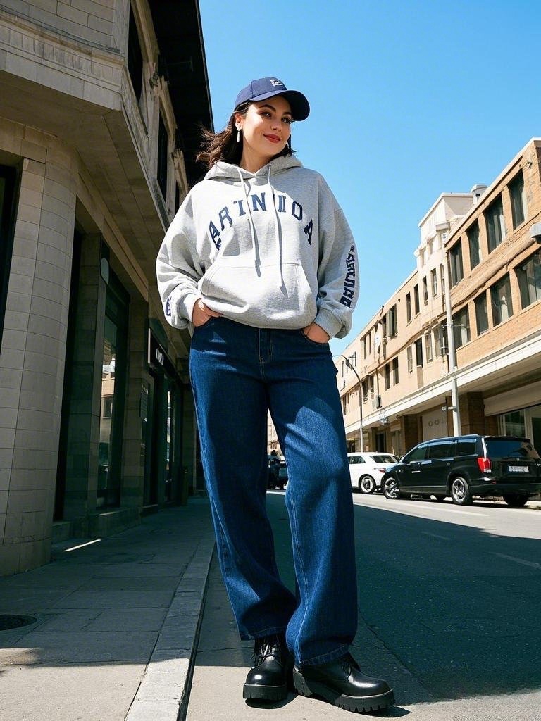 Casual Cool: Oversized Hoodie, Wide-Leg Jeans & Chunky Boots