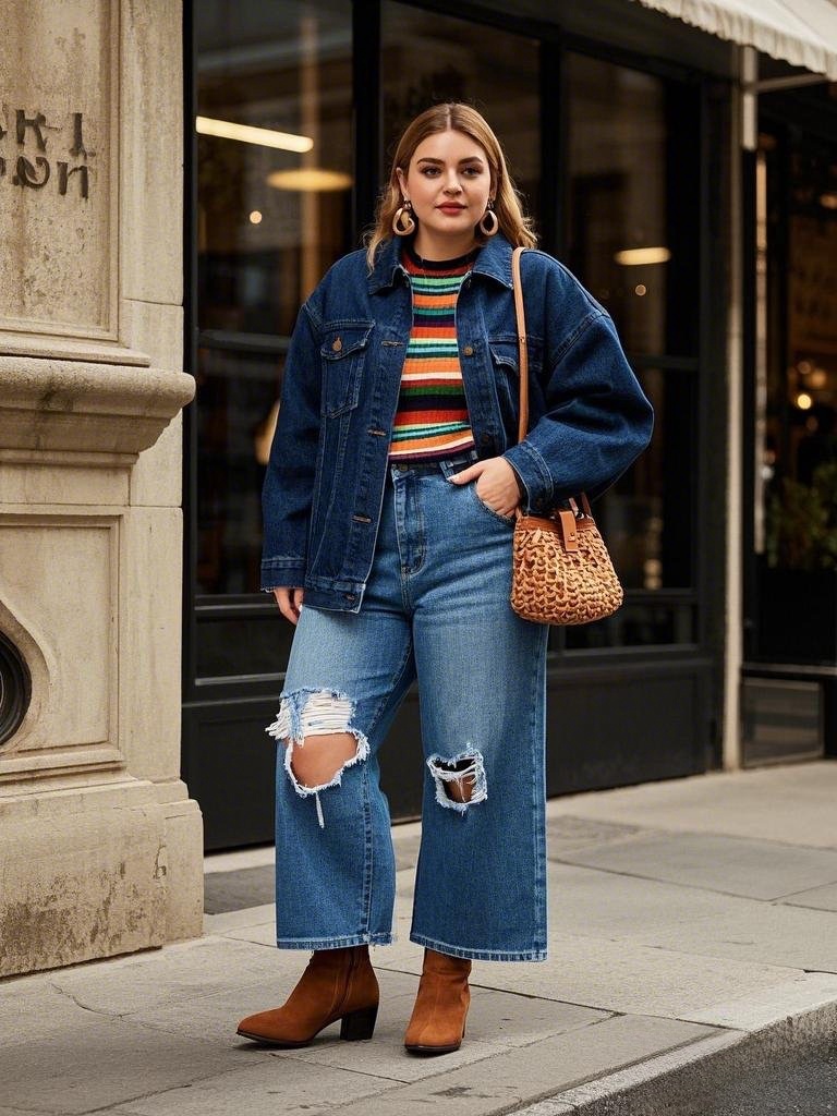 Bold & Trendy: Denim-on-Denim, Wide-Leg Jeans & Suede Boots