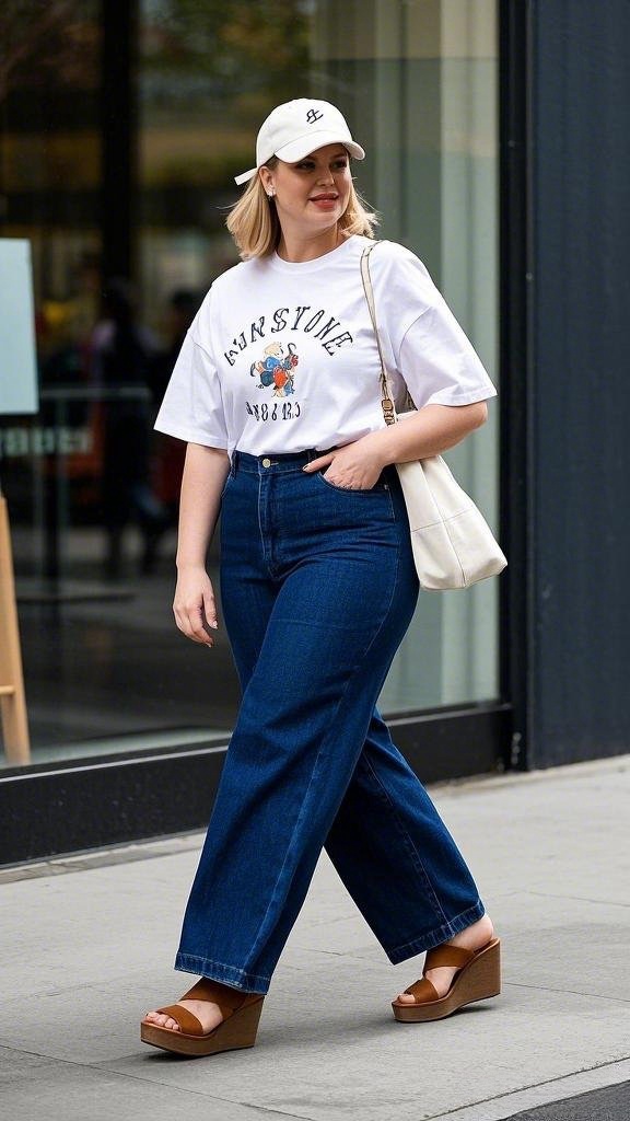 Wide-Leg Jeans with Wedge Clogs: A Casual Street-Style Look