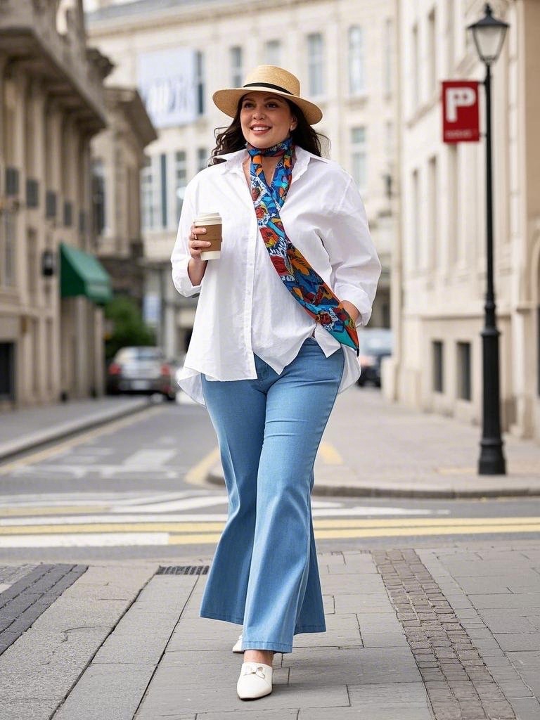 Effortless Elegance: Flare Jeans with a White Shirt and Loafers