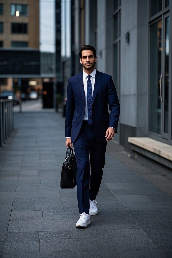 Slim-Fit Suits + Streamlined Sneakers