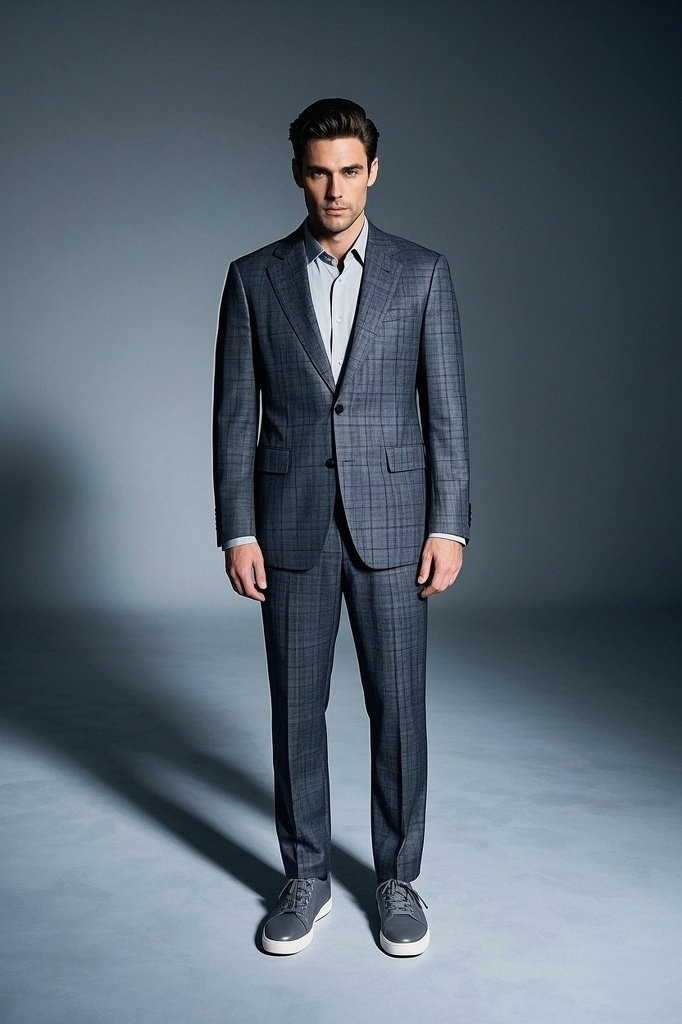 Subtly Checked Suit + Matching Monochrome Sneaker