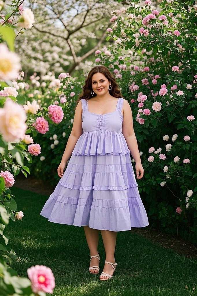 Pastel Tiered Babydoll Dress - Flat Sandals