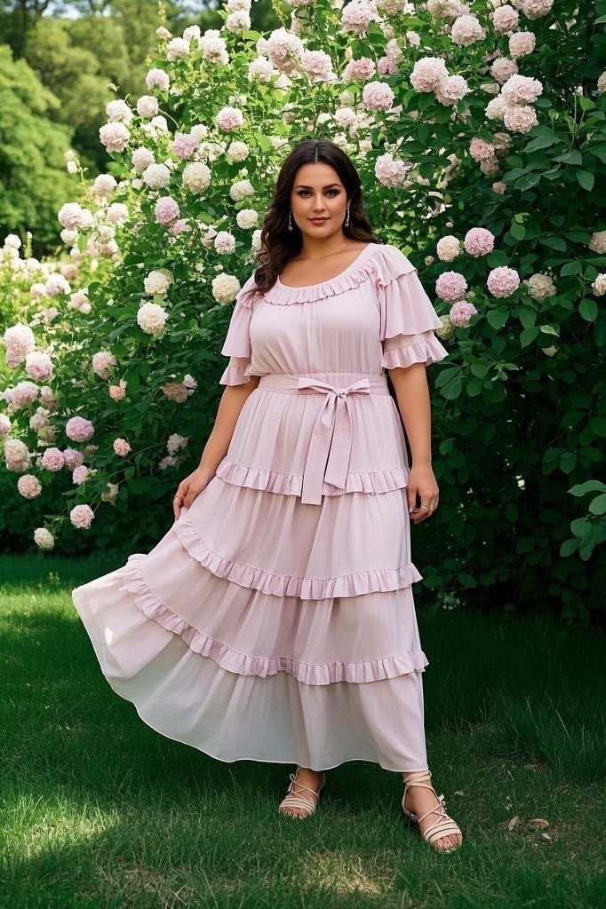 Ruffled Maxi Dress - Strappy Sandals