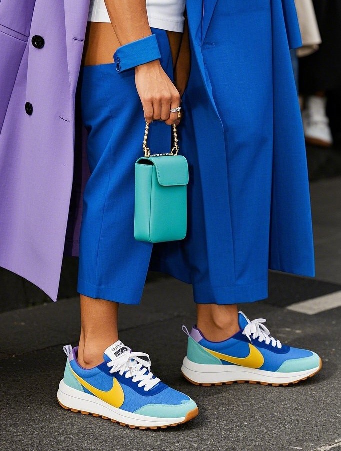 4. Bold Colorblocking: Suits That Pop, Sneakers That Follow