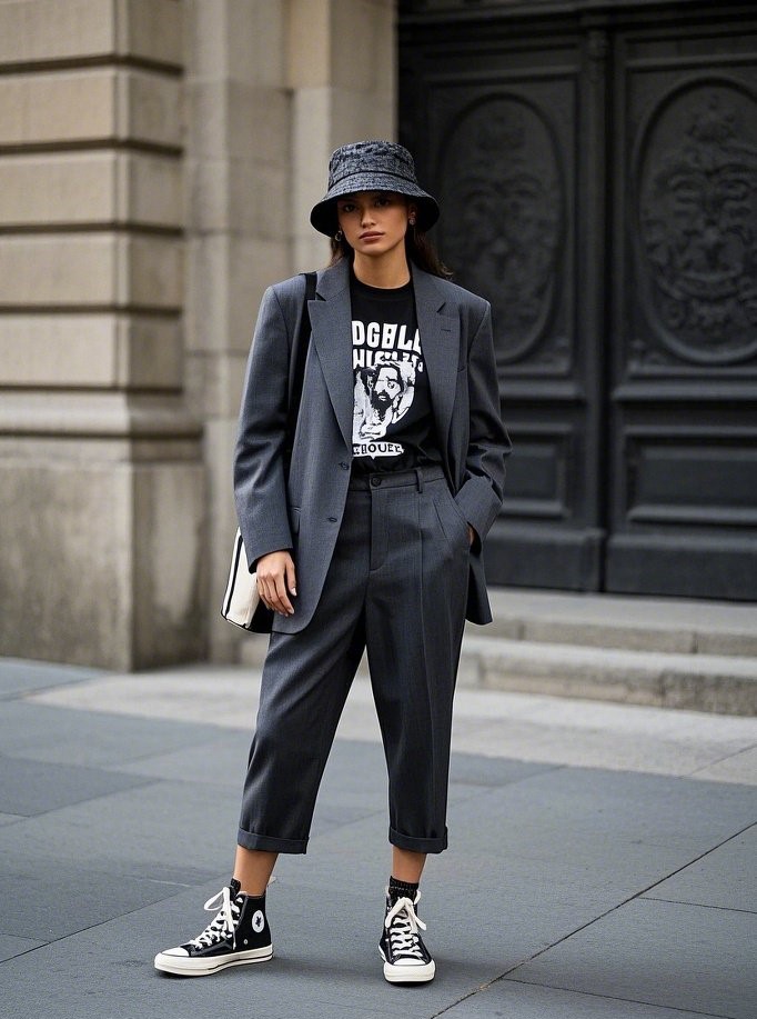 6. Cropped Pants, High-Top Sneakers: Street Style Energy