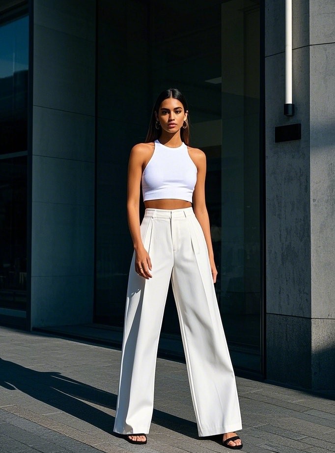 2. High-Waisted Wide-Leg Pants