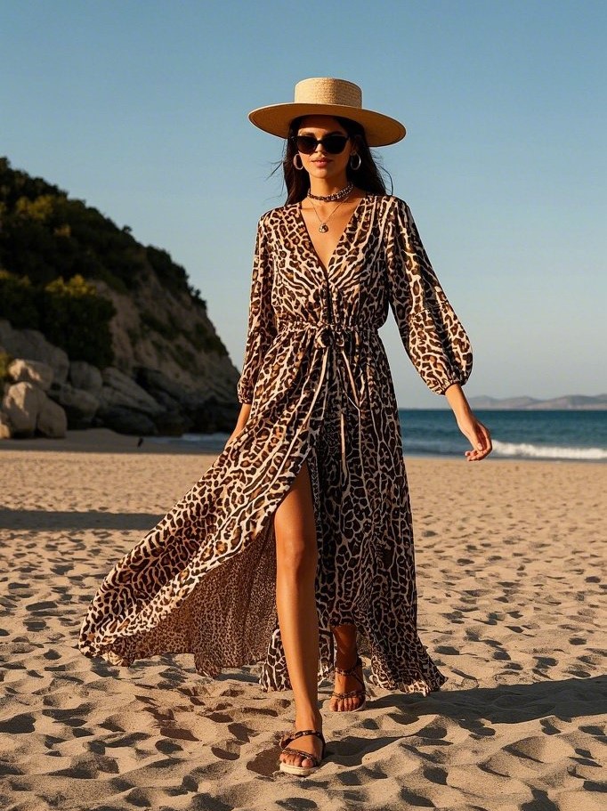 5. The Boho Vibe: Flowy Animal Print Maxi Dress