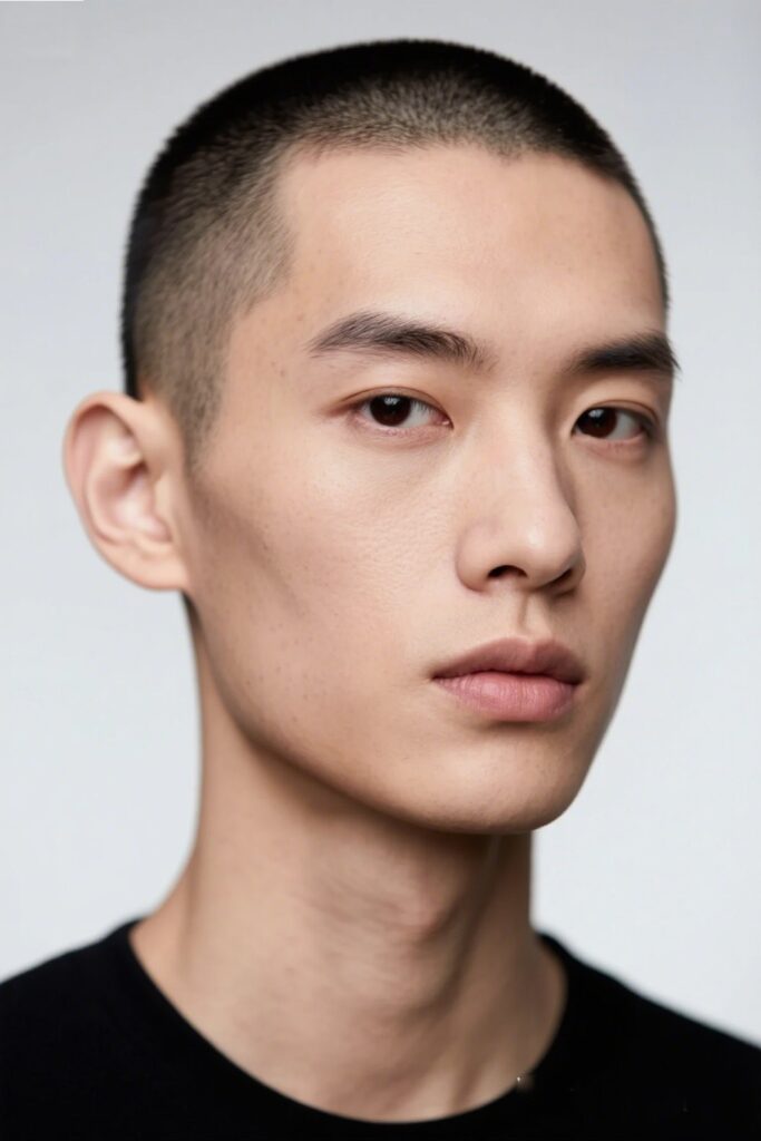 🟠 2. Oval Face Shape: The Buzz Cut Chameleon