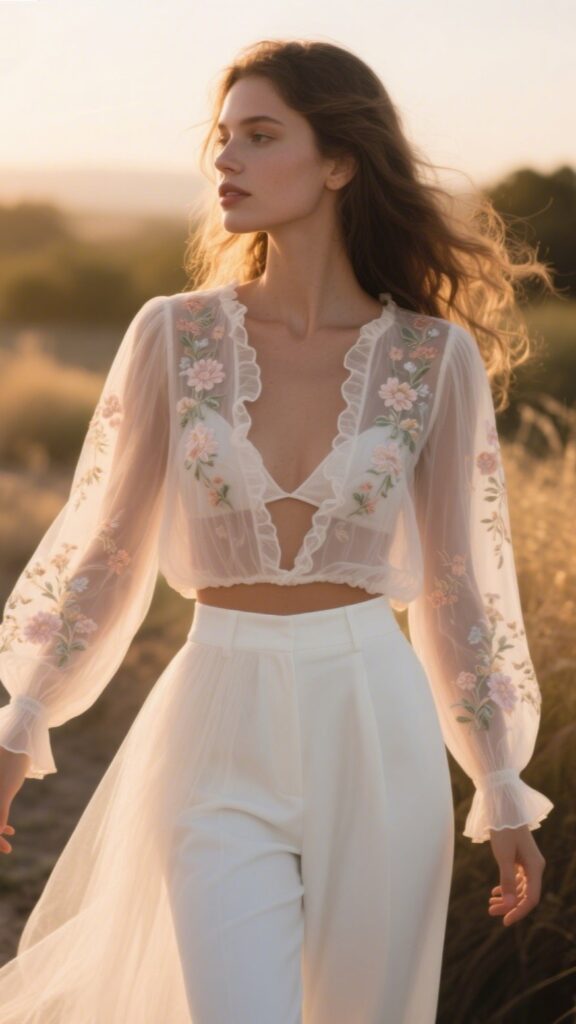 🐠 10. The Sheer Embroidered Blouse (Photoshoot Ready)
