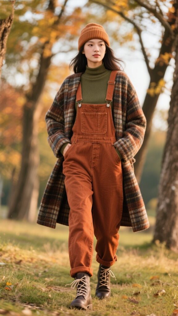 10. The Playful Layer: Overalls + Knit Top + Coat πͺ΅