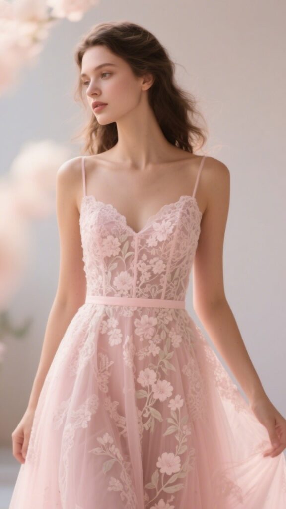 6. The Blush Lace A-Line Dress – “Romantic Whisper”