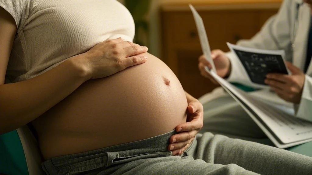 Madre sustituta en Houston en una revisión médica para la subrogación.