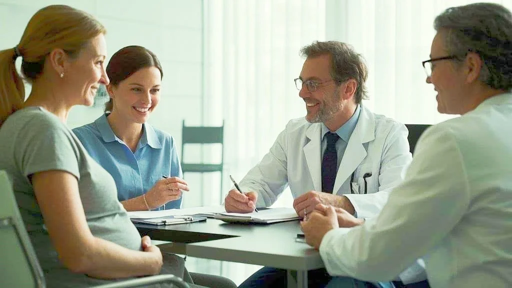 Surrogacy in Houston – Intended Parents, Surrogate Mother, and Doctor Having a Friendly Conversation