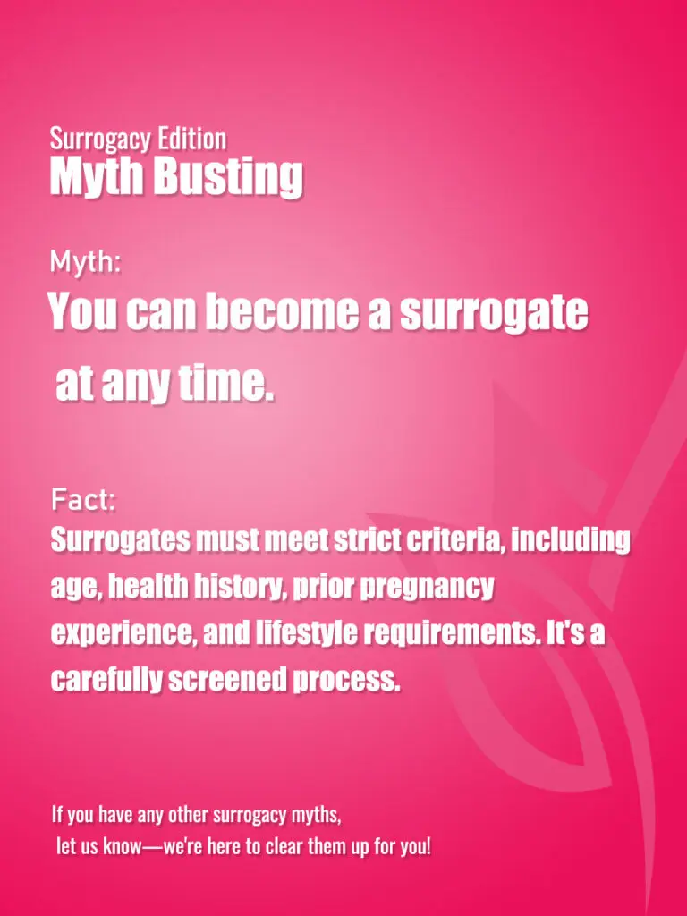 ❌ Myth 7: You can become a surrogate at any time.