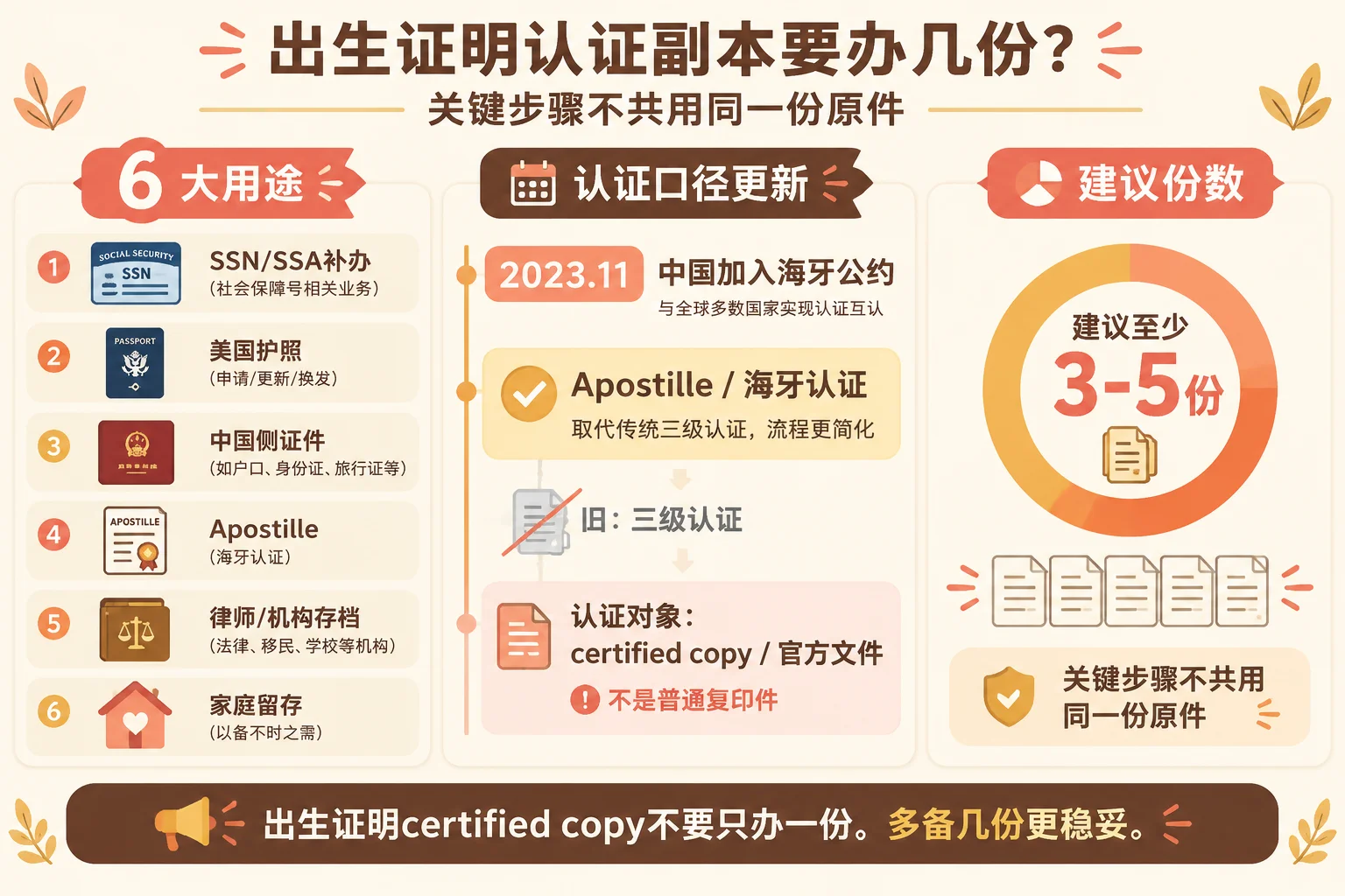 认证副本份数与Apostille