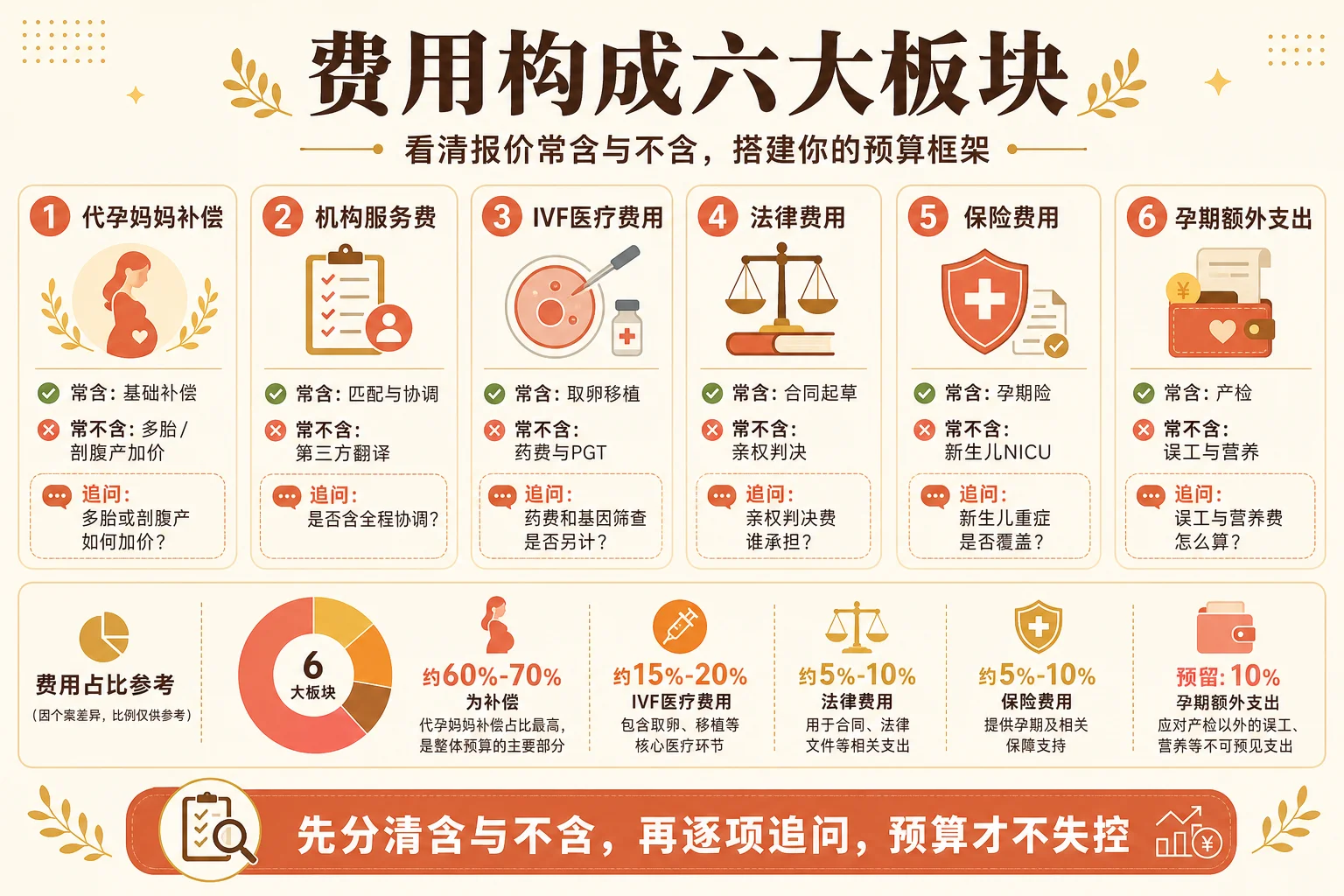费用构成六板块信息图