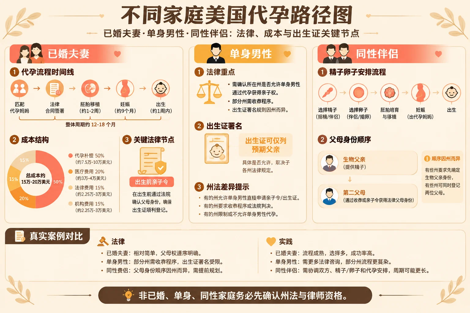 不同家庭美国代孕路径信息图