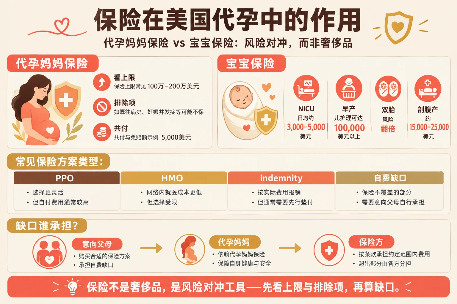 保险在美国代孕中的作用信息图