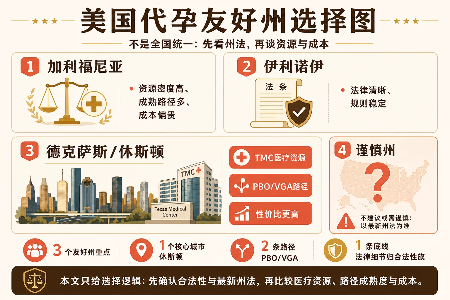 美国代孕友好州选择信息图