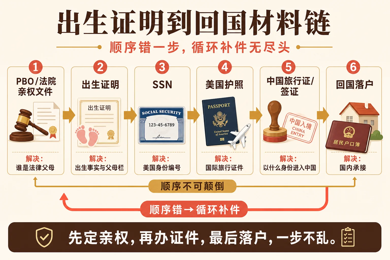 出生证明到回国材料链