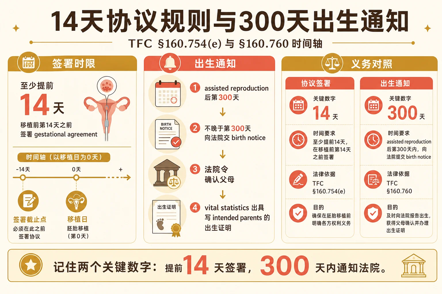14天协议规则与300天出生通知信息图