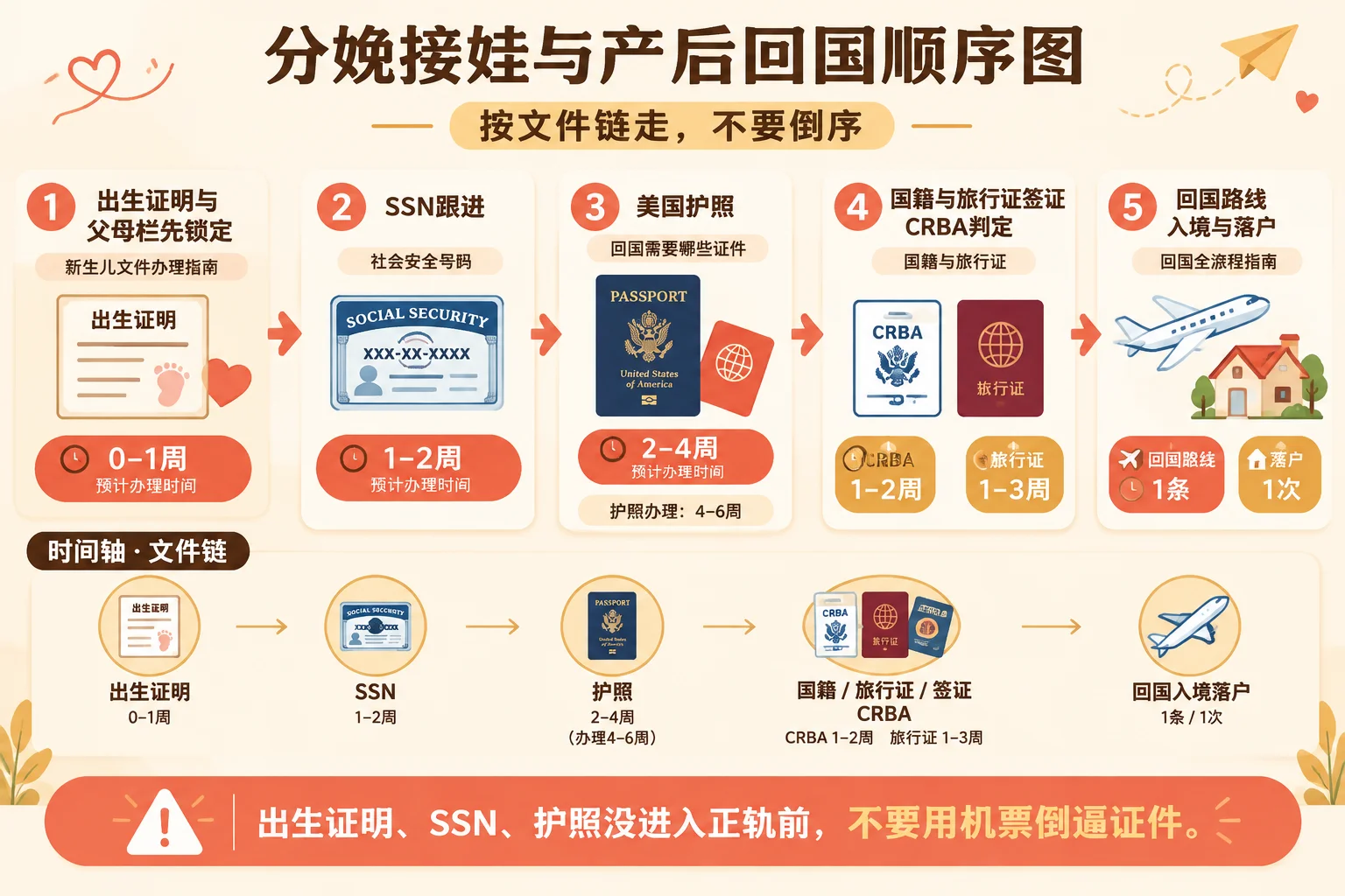 分娩接娃与产后回国顺序信息图