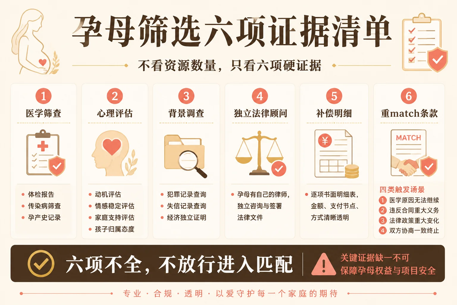 孕母筛选六项证据清单信息图