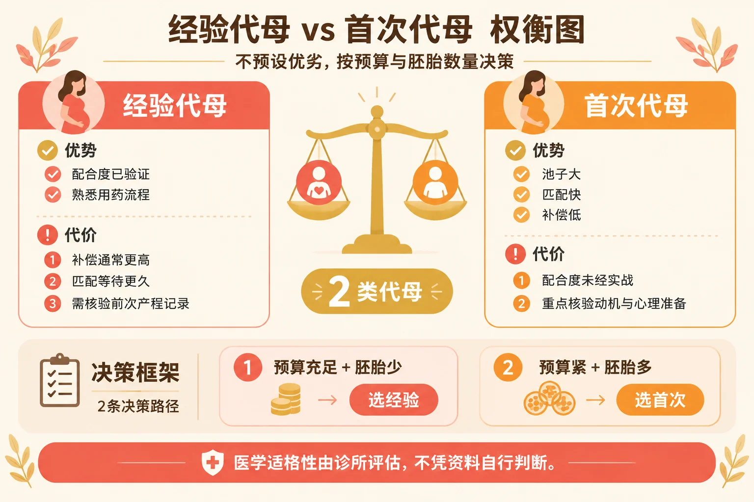 经验代母vs首次代母权衡信息图
