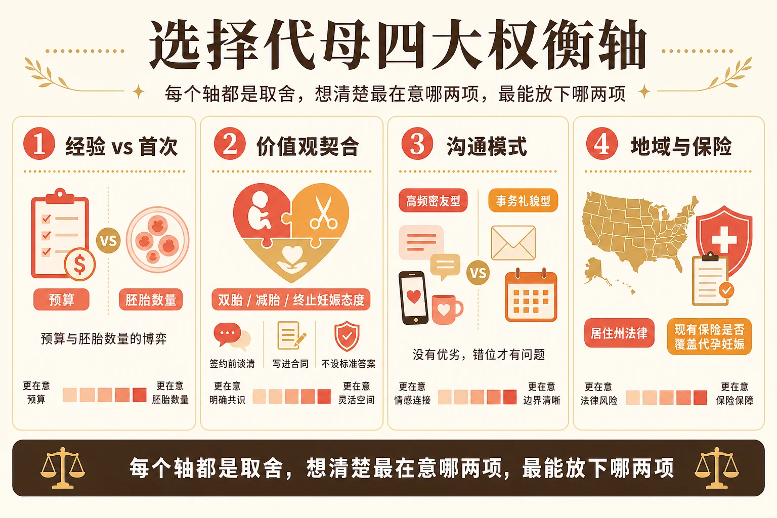 选择代母四大权衡轴信息图
